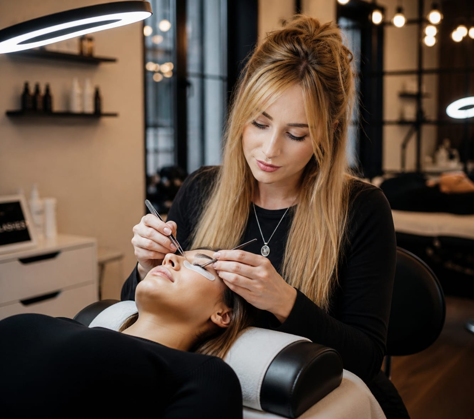 Professionelle Wimpernbehandlung im Lash Atelier Noire